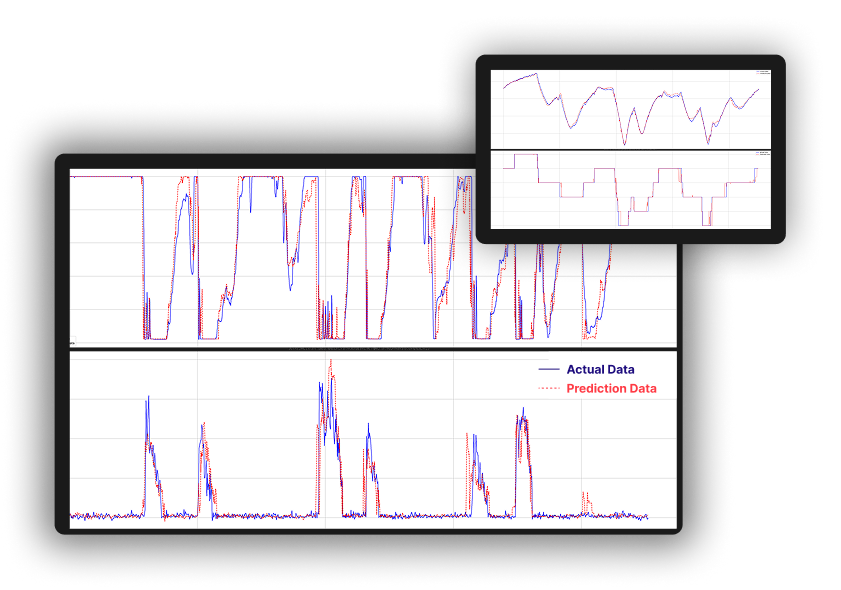 Real-time data analysis graphs for vehicle performance optimization.